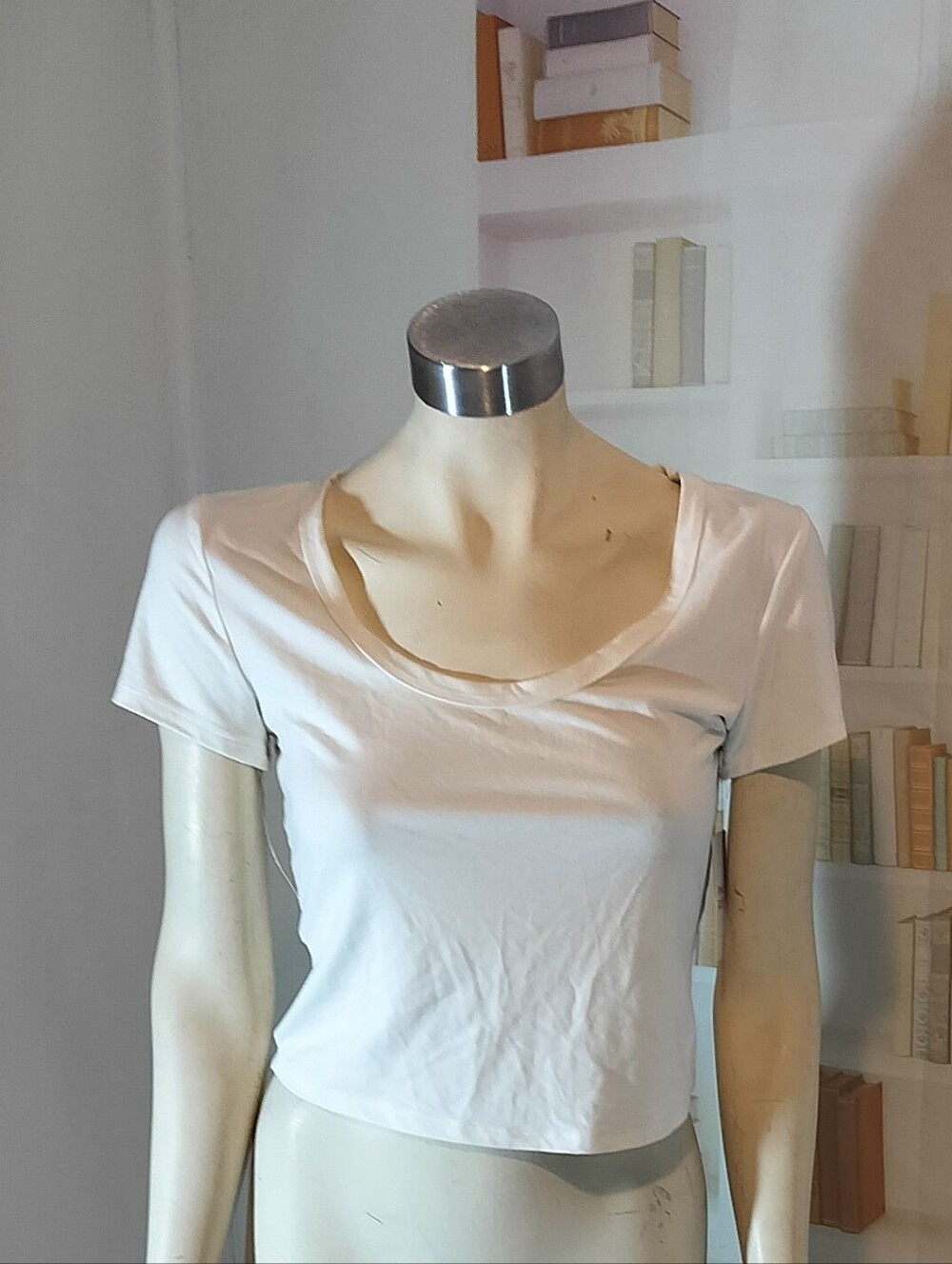 Pink Rose White Short Sleeve Crop Tee